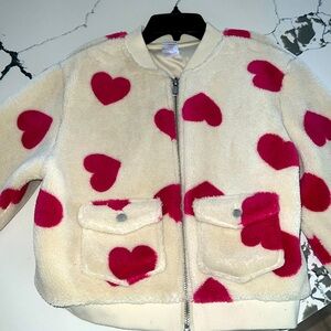 Sherpa exterior soft Hot pink hearts Size Small (3-5)